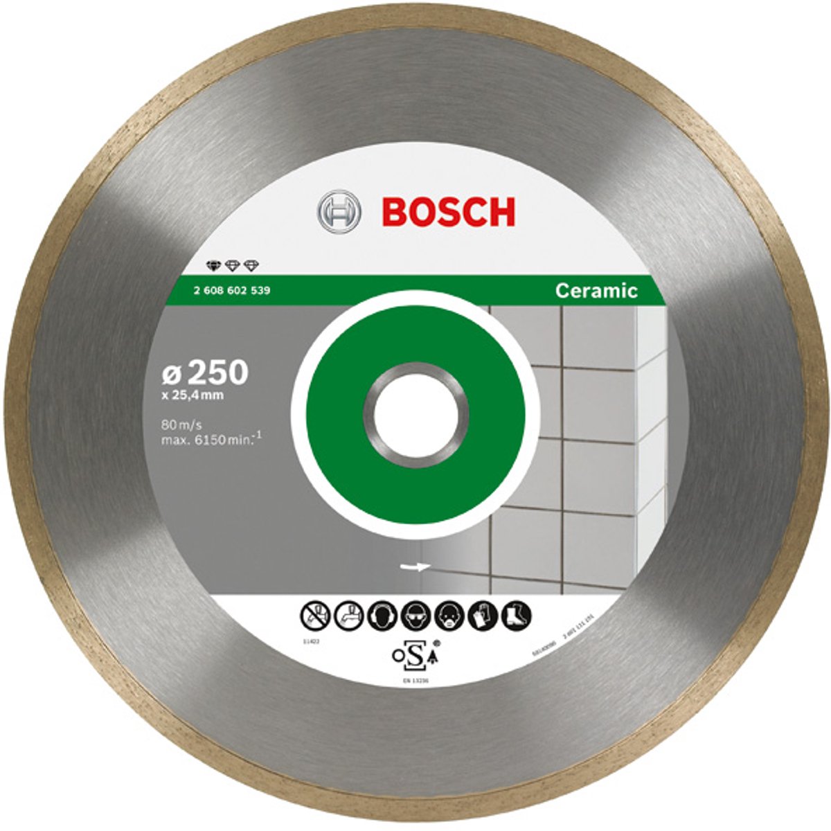 Bosch - diamantdoorslijpschijf standard for ceramic 250 x 30+25,40 x 1,6 x 7 mm