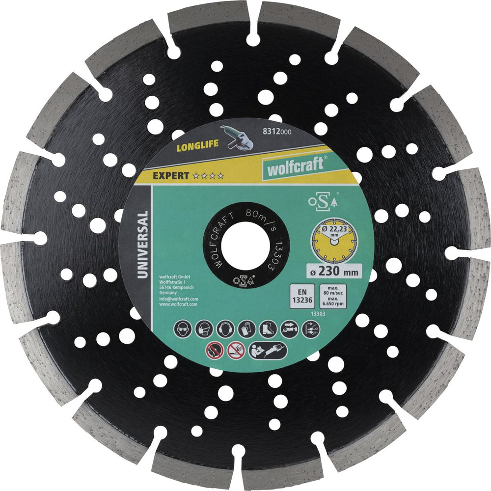 Wolfcraft - diamantdoorslijpschijf ø 230 mm - doorslijpschijf diamant - slijpschijf haakse slijper - 8312000