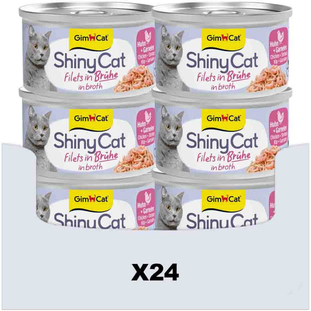 Gimcat 24 x 70 g - shinycat filets in jelly kip + garnalen