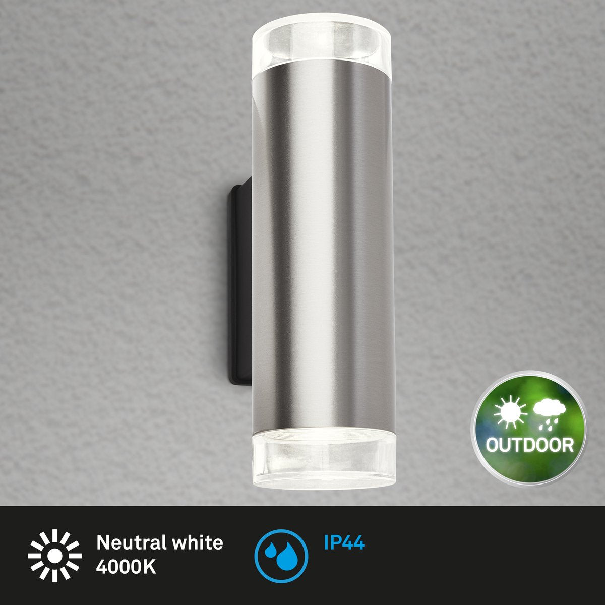 Briloner leuchten led buitenlamp metaal 2x gu10 4,7w ip44 400lm 4000k roestvrij staal
