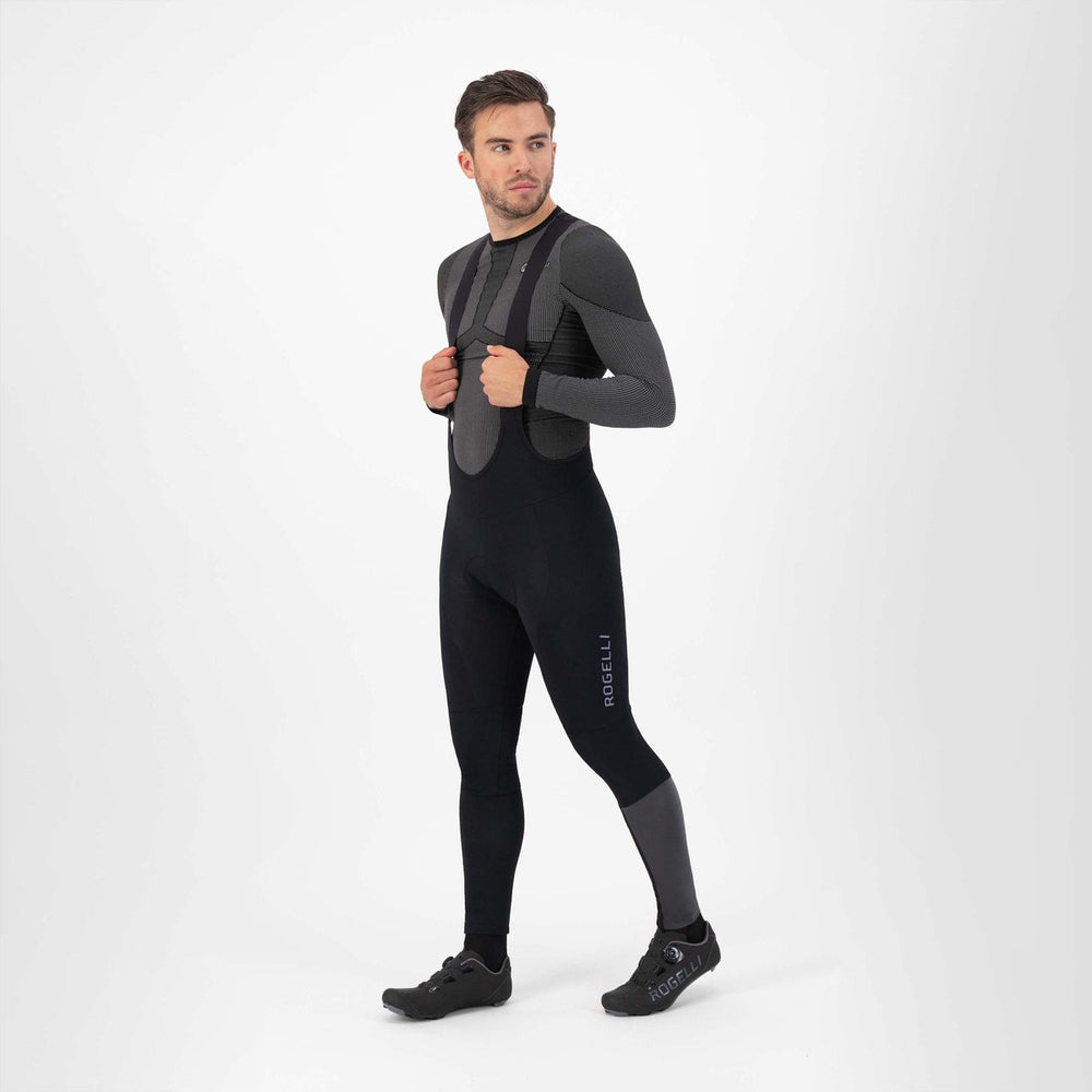 Rogelli essential hi vis fietsbroek heren - bretels - zwart - l