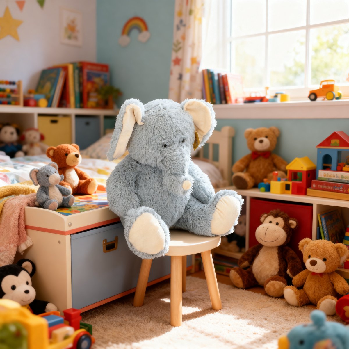 Sunkid knuffel olifant - zachte knuffel - pluche speelgoed - lichtblauw
