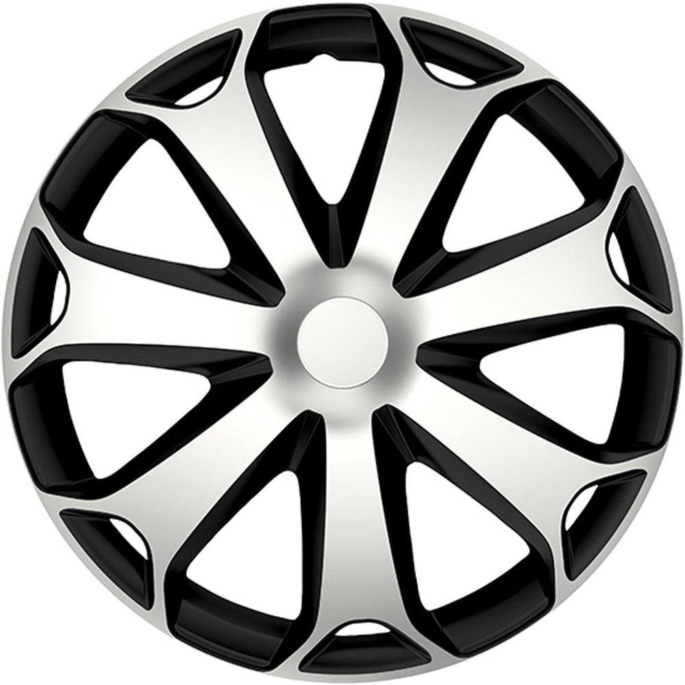 Carpoint wieldoppenset mega 15 inch zwart zilver 4 stuks