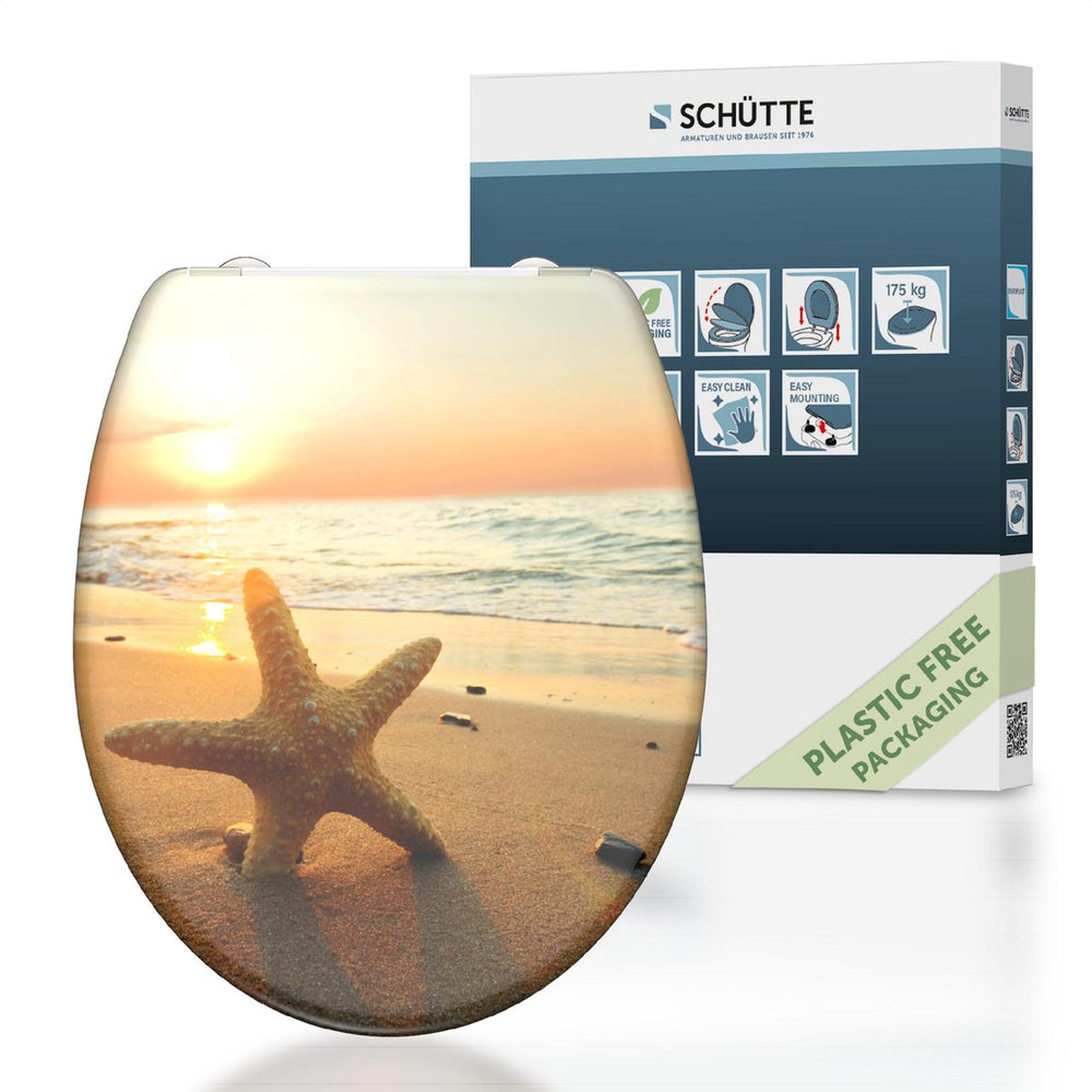 Schütte toiletbril met softclose zeester duroplast met print