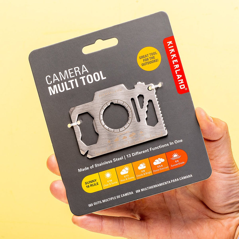 Kikkerland camera multitool - met 13 functionaliteiten - camera design - roestvrijstaal