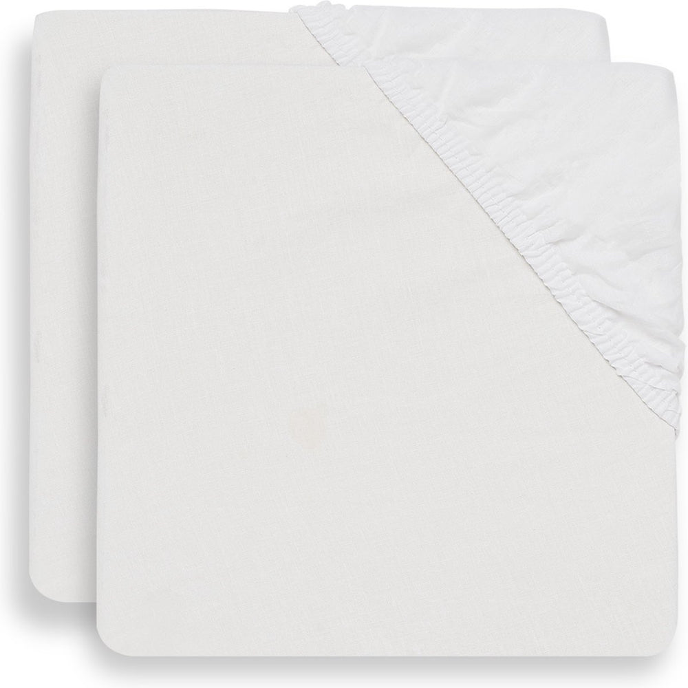 Jollein - baby hoeslaken ledikant (wit) - katoen - 2 stuks - 60x120cm
