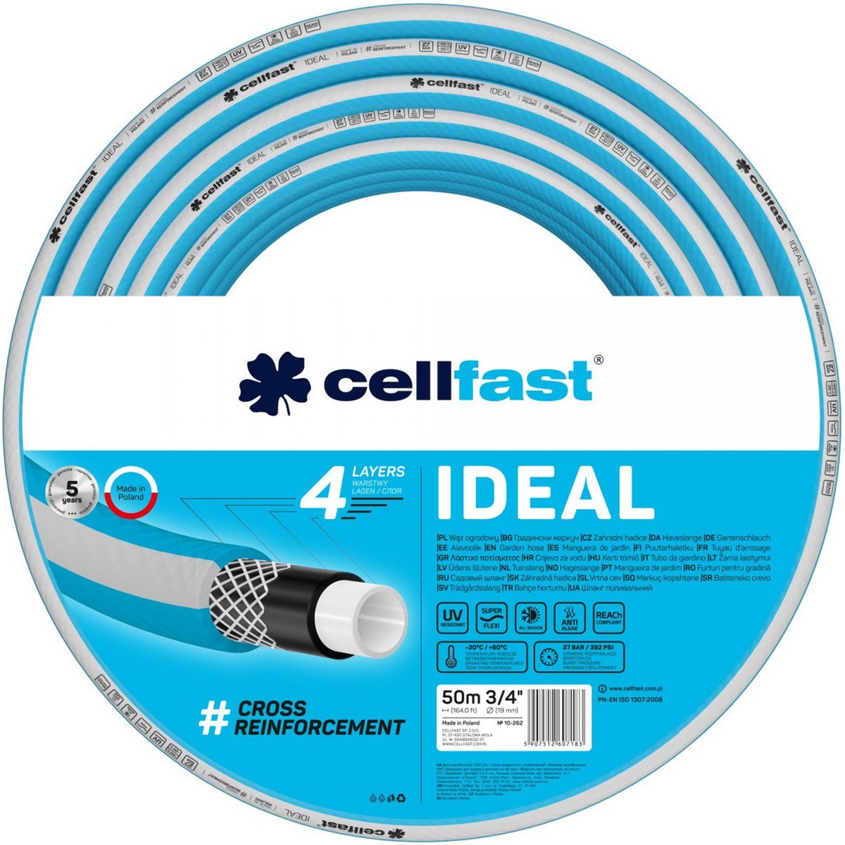 Cellfast ideal - tuinslang 4 lagen - 3 4 - 50m - blauw
