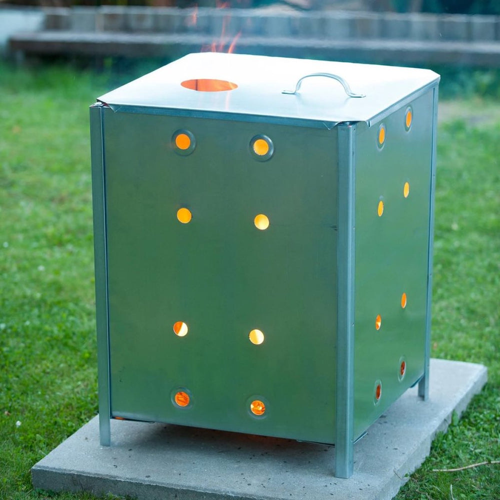 Natuur tuinverbrandingsoven vierkant 46x46x65 cm gegalvaniseerd staal