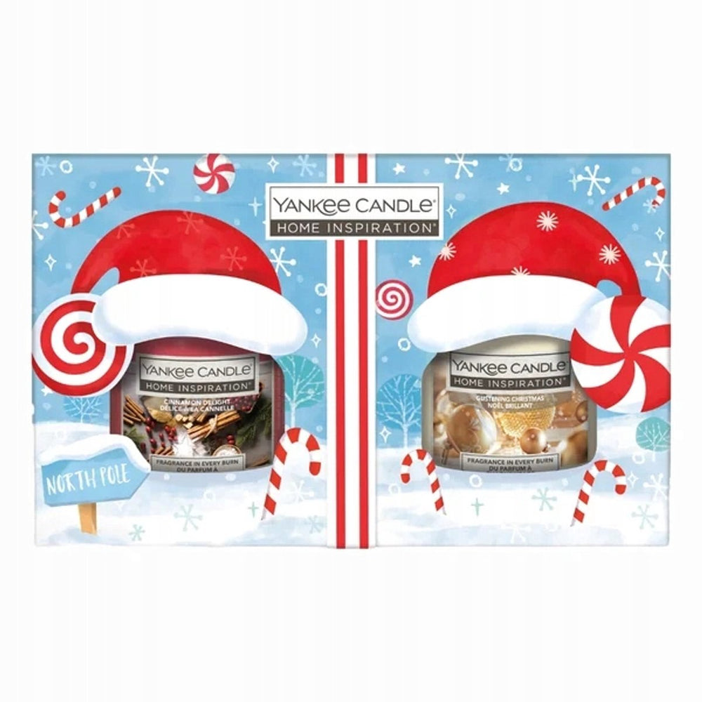 Yankee candle home inspiration - 2 small jar cadeauset - kerstcadeau - 70 branduren - cinnamon delight glistening christmas