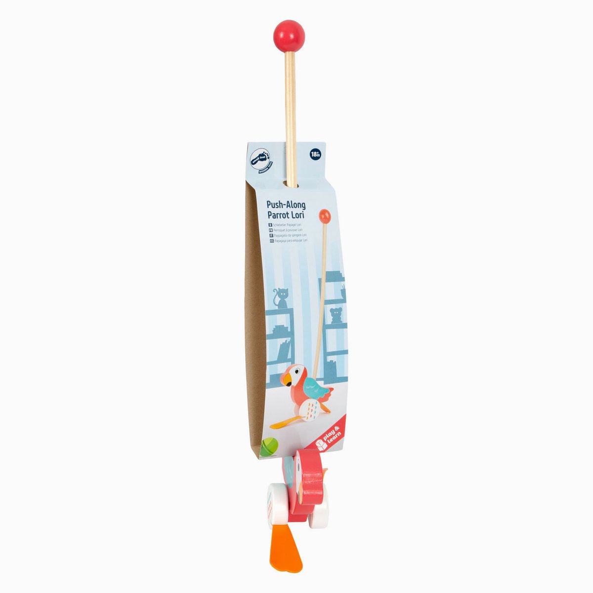 Small foot - wooden push toy lory parrot with stick