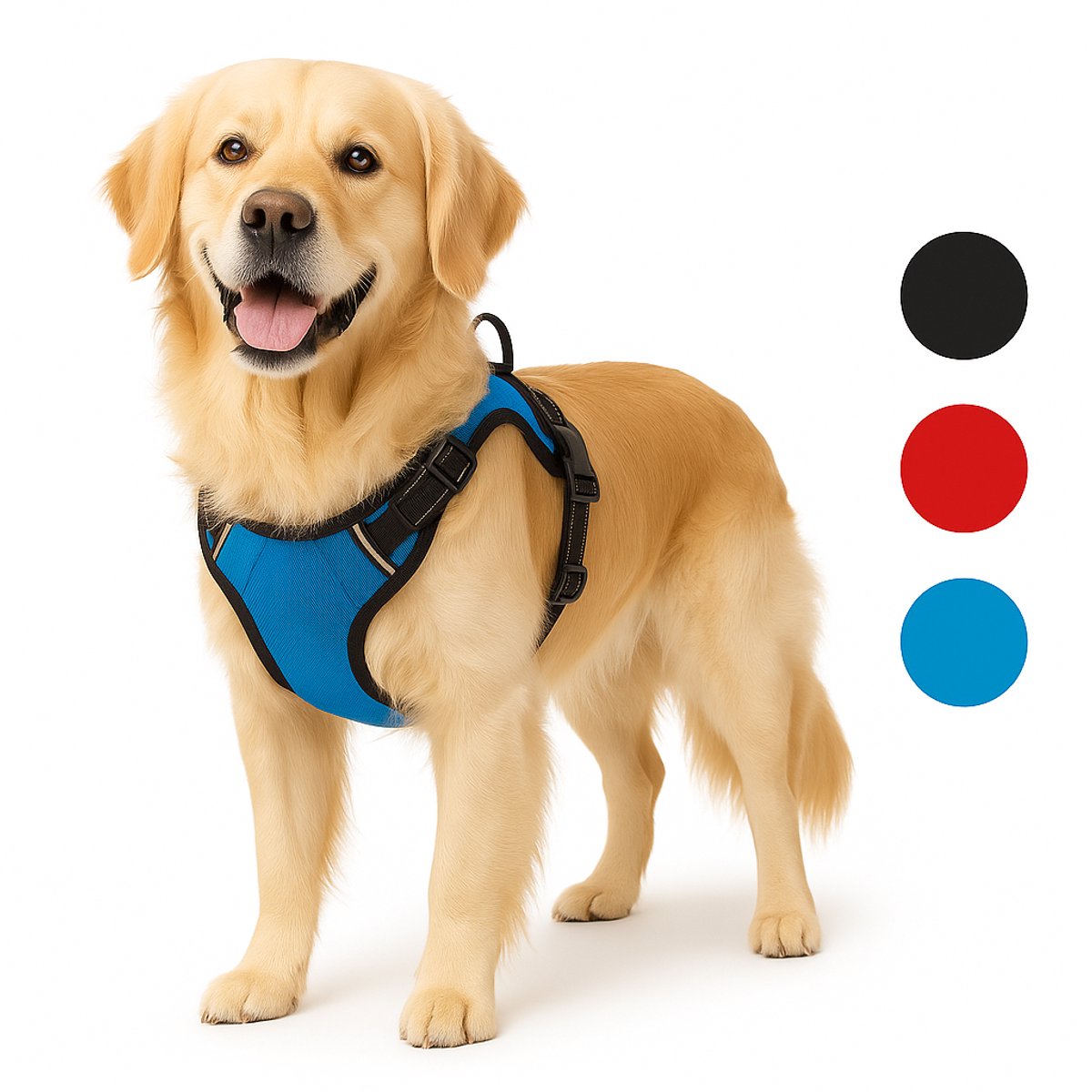 Flamingo harnas hond – honden tuigje – harnas hond anti trek – hondentuigjes – hondentuig anti trek – balou – blauw – maat xl – a:46-76cm b:80-105cm