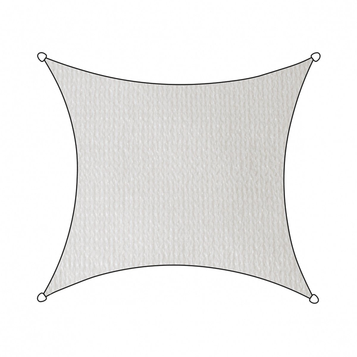 Livin' outdoor livn schaduwdoek iseo hdpe vierkant 5m wit - wind- en waterdoorlatend - dikte doek: 185 gr m2 - inclusief bevestigingskoord en rvs bevestigingsringen