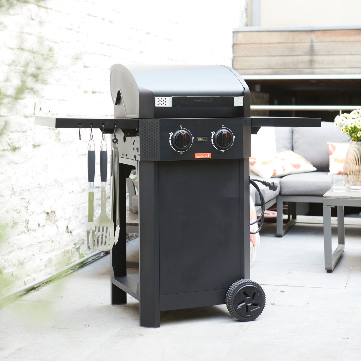 Barbecook e-luca elektrische barbecue met inklapbare zijtafels zwart 121.4x60.3x112.3cm