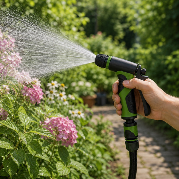 Kinzo verstelbare sproeipistool set 4-delig – adjustable spray gun set – van harde straal tot fijne nevel – inclusief 1 2” koppelingen adapter – voor tuinslang – ideaal voor tuin bewateren, schoonmaak en auto wassen – groen zwart