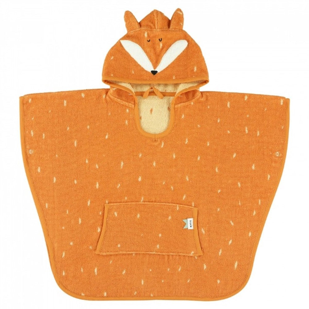 Trixie poncho - mr. fox - 100% biologisch katoen - badcape kind met capuchon - met leuke details