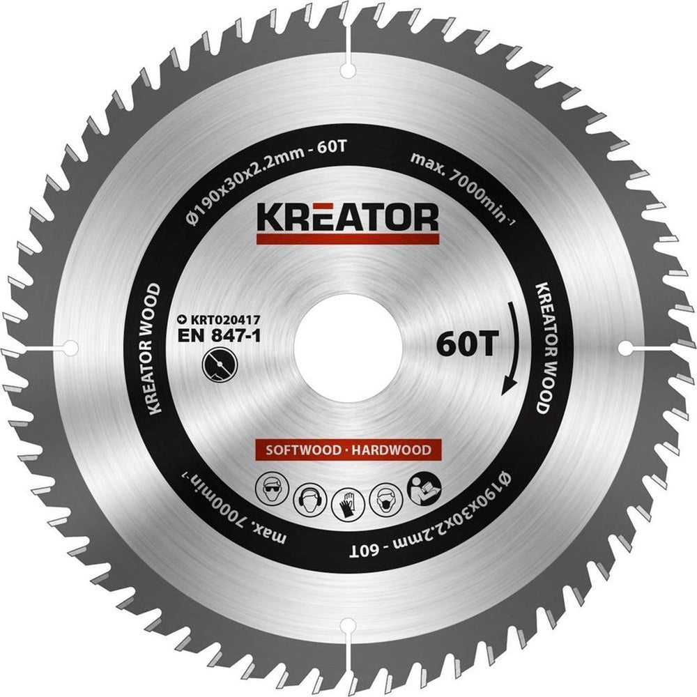 Kreator krt020417 zaagblad hout 190 mm - 60t