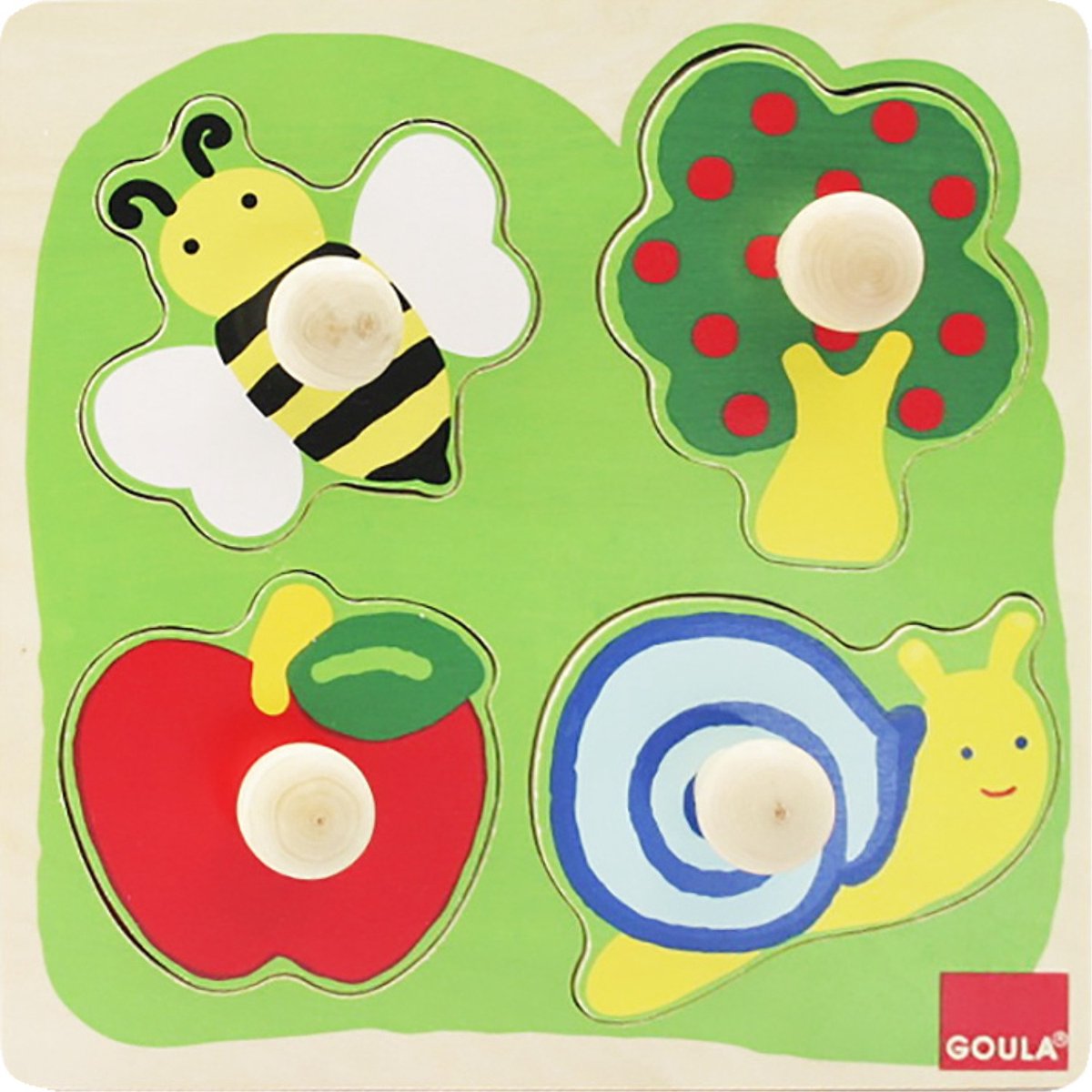 Goula vormenpuzzel houten knopjes - 4 stukjes