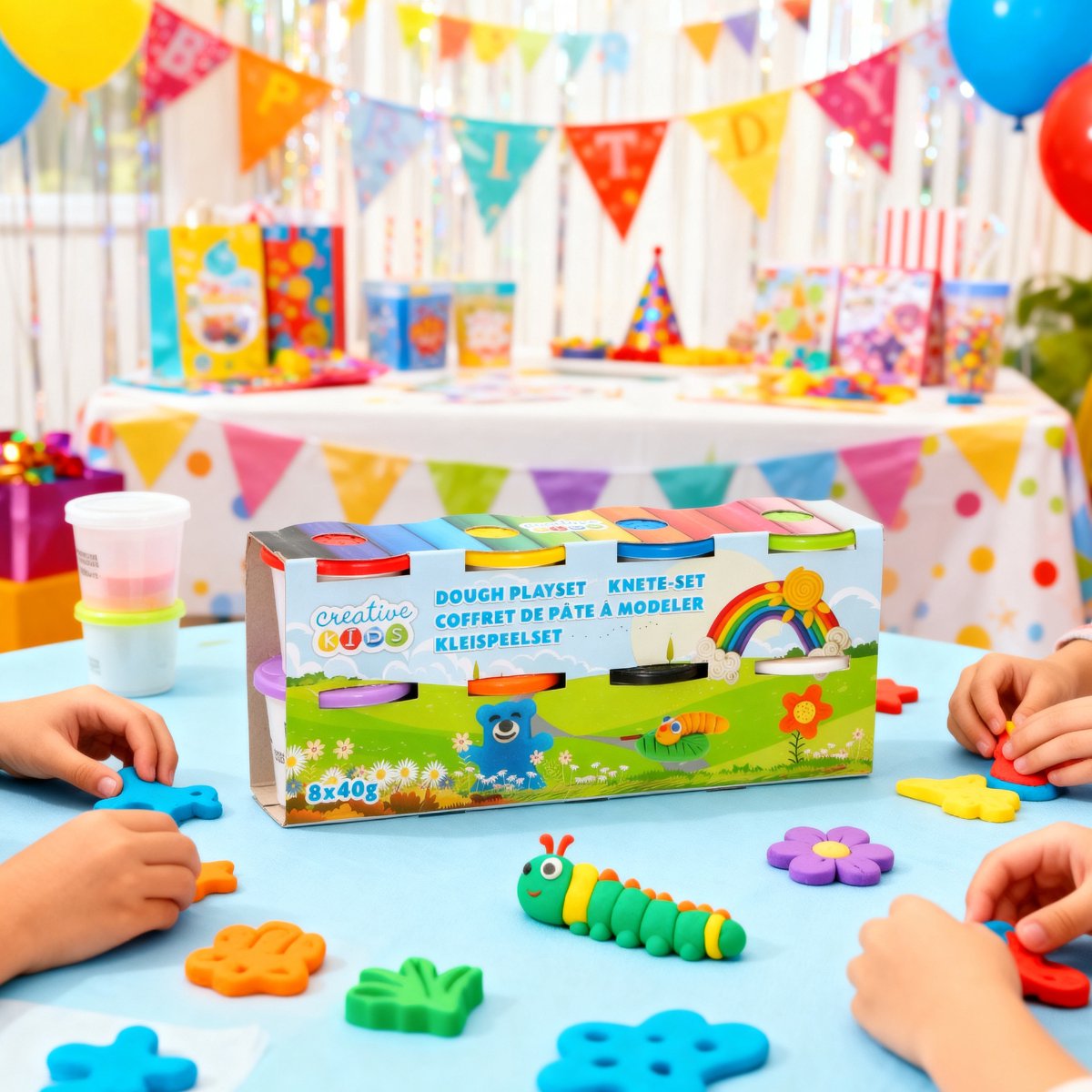 Creative kids klei set - 8x40g - klei speelset voor kinderen - boetseerklei set