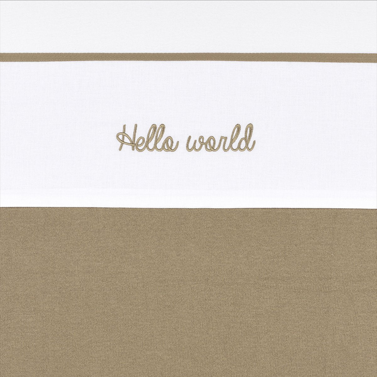 Meyco baby hello world ledikant laken - taupe - 100x150cm - 0.3 tog