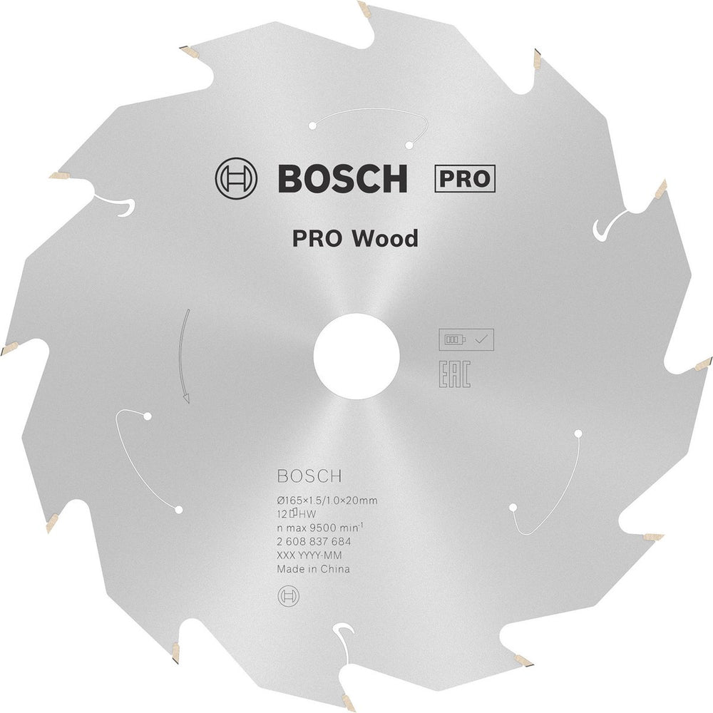 Bosch professional cirkelzaagblad pro wood cordless | ø 165 x 1,5 x 20mm 24t - 2608837685