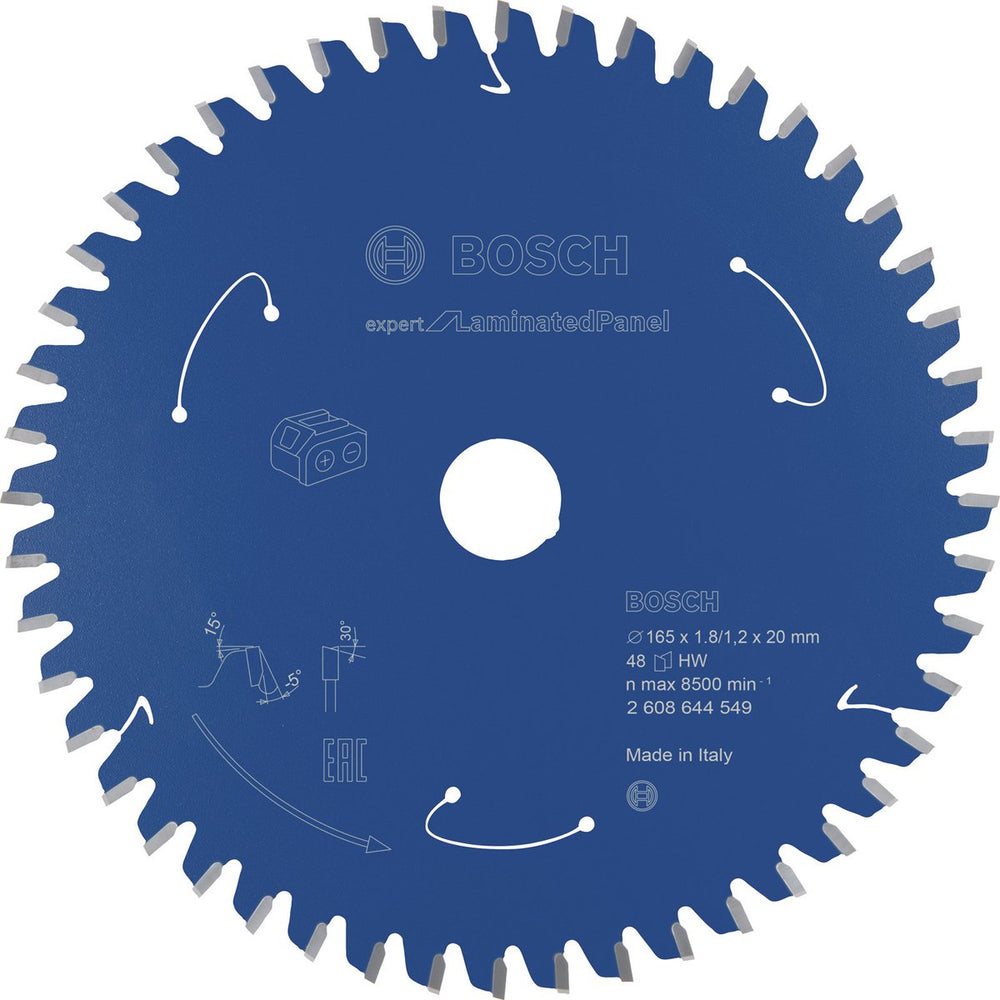 Bosch 2608644549 cirkelzaagblad accu expert - 165 x 20 x 48t - gemelamineerde plaat - carbide