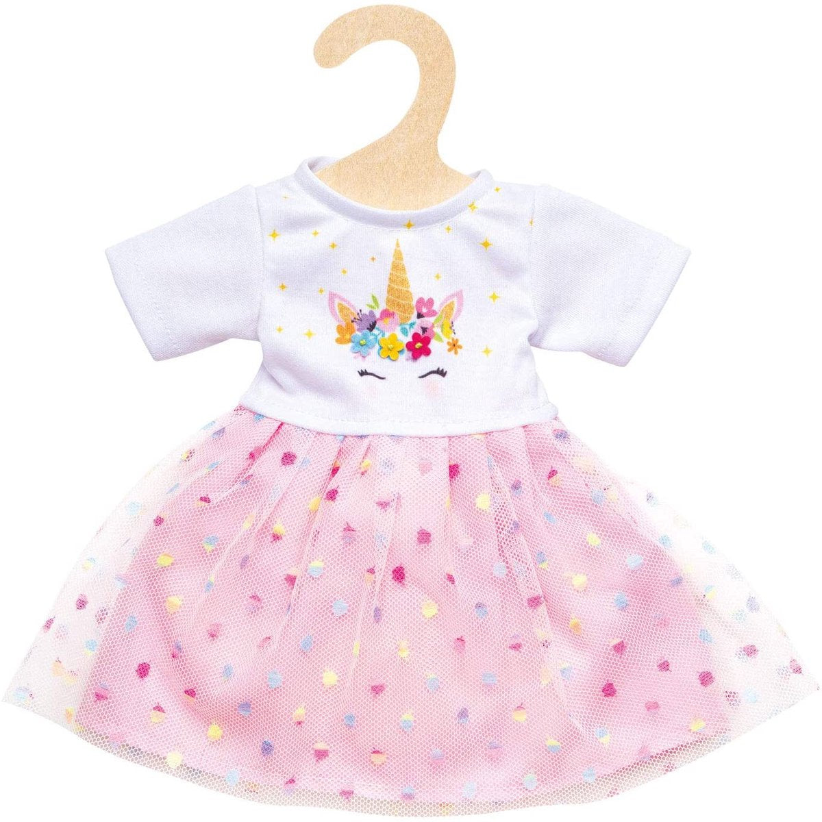 Heless poppenkleding jurk eenhoorn meisjes 35-45 cm wit roze 2-delig
