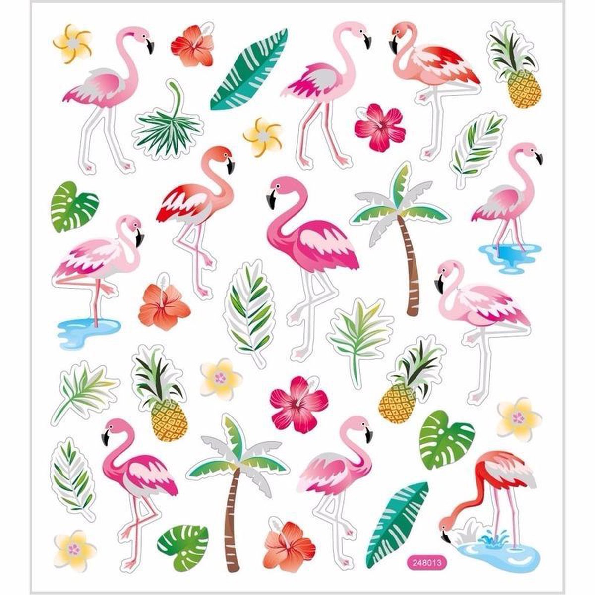Creativ company flamingo stickervel met 37 gekleurde stickers