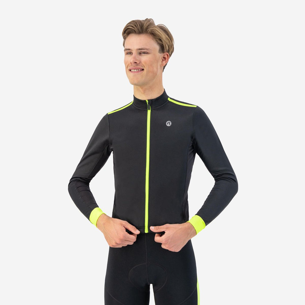 Rogelli core heren fietsshirt - lange mouw - 3 achterzakken - zwart fluor