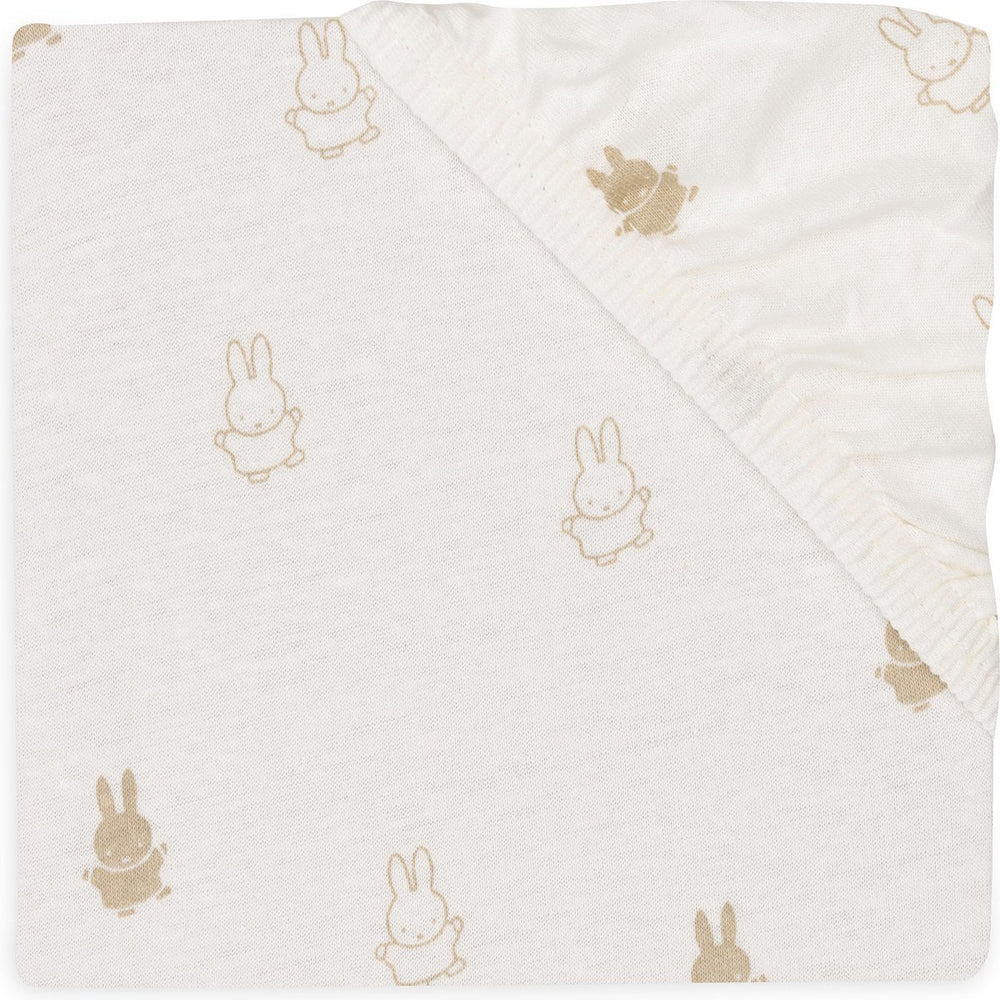 Jollein x nijntje - hoeslaken jersey 60x120cm - wieg, ledikant, babybed - happy miffy - nougat