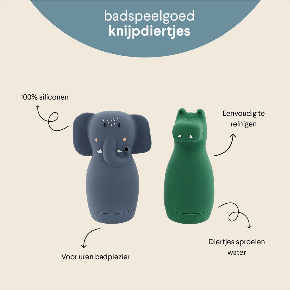 Trixie badspeelgoed squeezy dieren - mevrouw olifant meneer krokodil