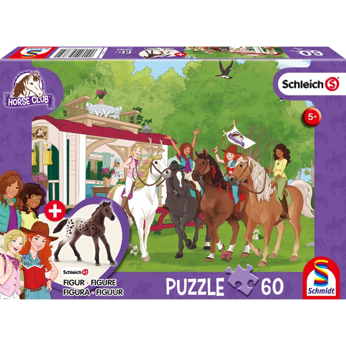 Schmidt - legpuzzel - horse club clubbijeenkomst bij de caravan - paarden - schleich - 60 stukjes + originele figuur - kinderen - vanaf 5 jaar