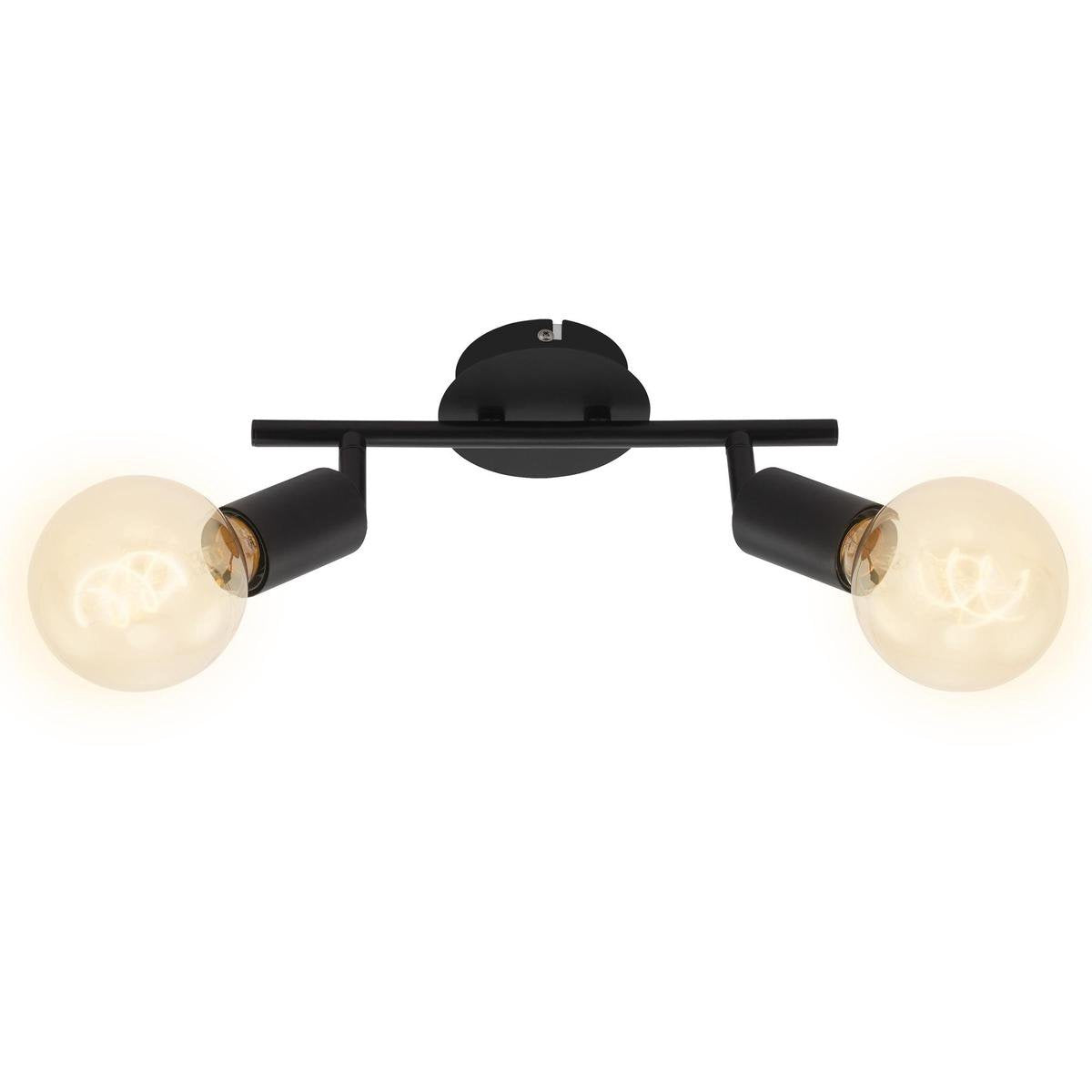 Briloner pearl - plafond spot 2-lichts - plafondlamp retro vintage - spotkoppen draaibaar en kantelbaar - 2x e27 - max. 60w - metaal - zwart - met een metalen rand