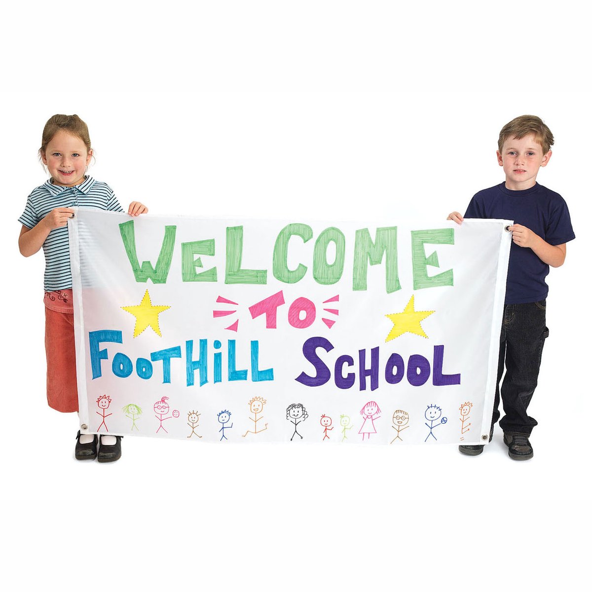 Colorations - versier je eigen nylon banner groot wit , set van 2