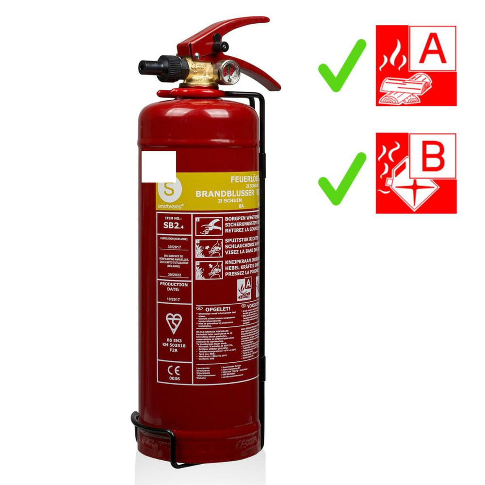 Smartwares 10.014.97 - brandblusser schuim 2l - incl ophangbeugel - brandklasse ab - bsi gecertificeerd