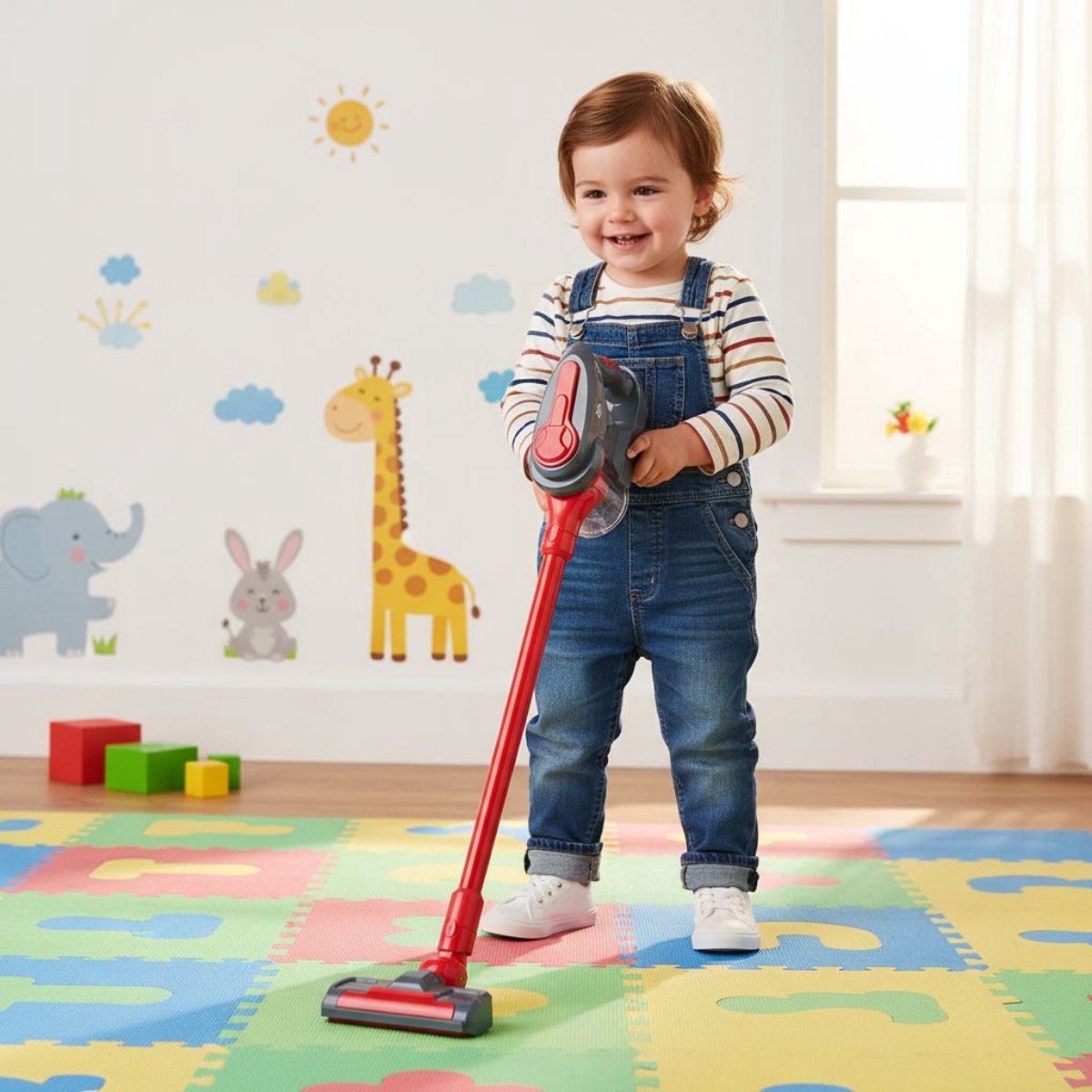 Dirt devil speelgoed stofzuiger 3-in-1 - steelstofzuiger en handstofzuiger 2 opzetstukken - werkende zuigfunctie en realistische geluiden - voor jongens en meisjes vanaf 3 jaar - rood grijs