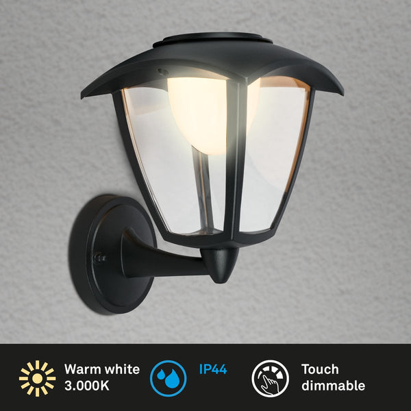 Briloner - led wandlamp oplaadbaar - buitenlamp dimbaar - zwart - 23 x 29,5 x 16,5 cm - zwart