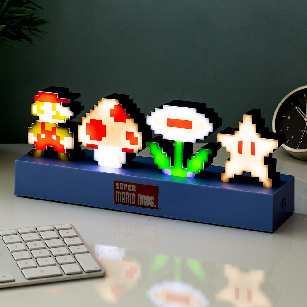 Paladone super mario bros icons light - officieel gelicentieerde nintendo geluidsreactieve modus, decoratieve oplichtende super mario figuur slaapkameraccessoires gamingkamer decoratie -