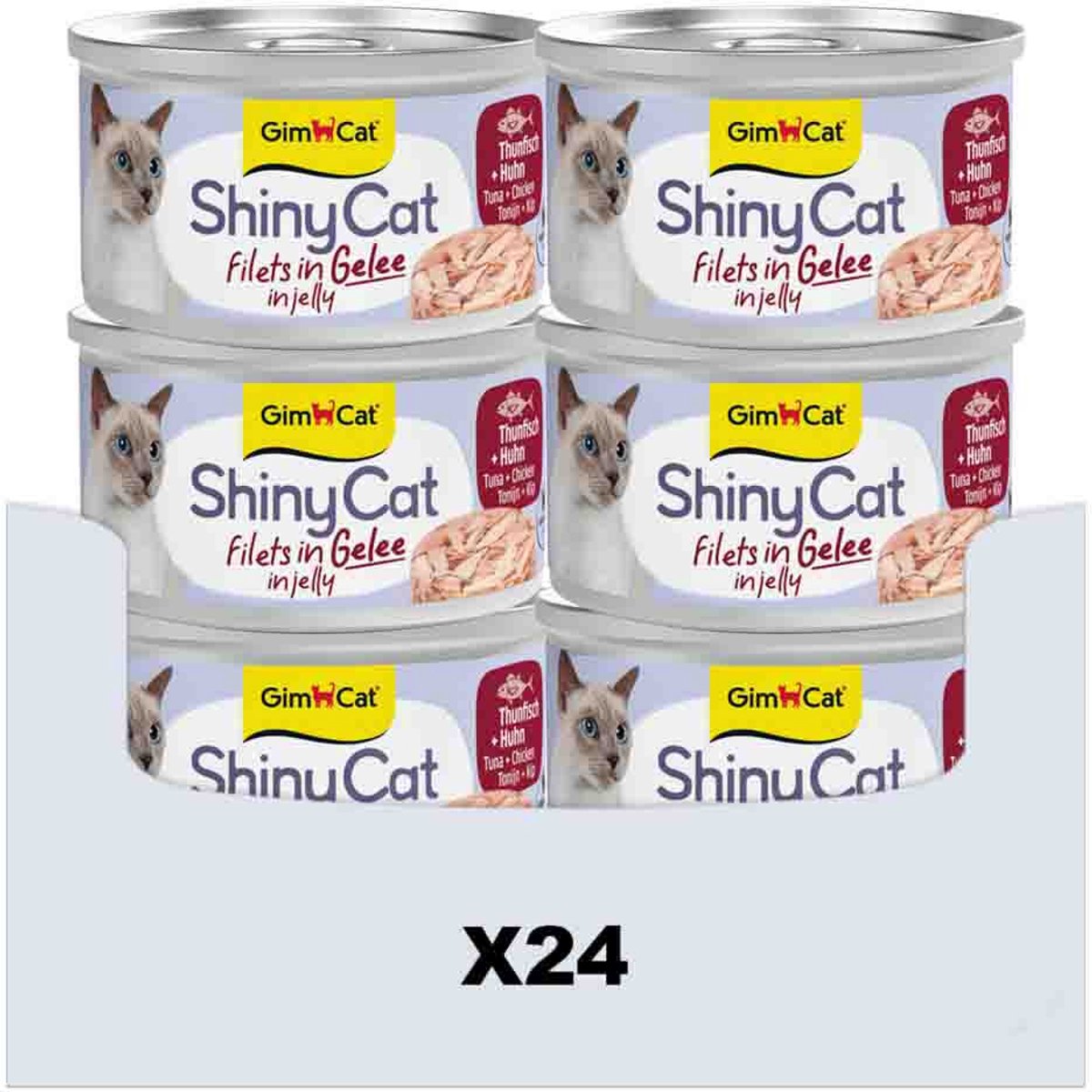 Gimcat shinycat filets in jelly tonijn + kip, 24 x 70 g