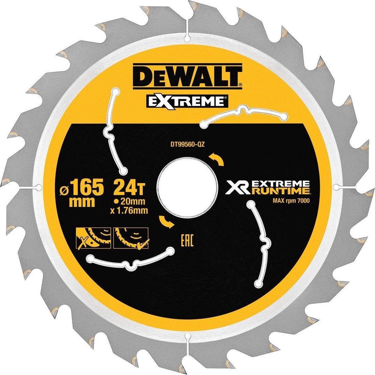 Dewalt black+decker de walt cirkelzaagbladen 165mm 20mm 24t csb (prijs per stuk)