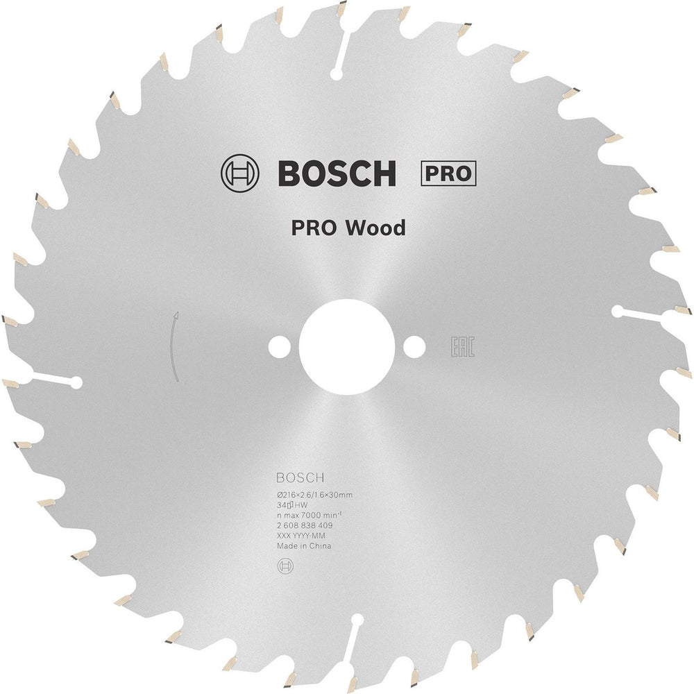 Bosch accessories optiline 2608838409 cirkelzaagblad 216 x 30 x 1.6 mm aantal tanden: 34 1 stuk(s)