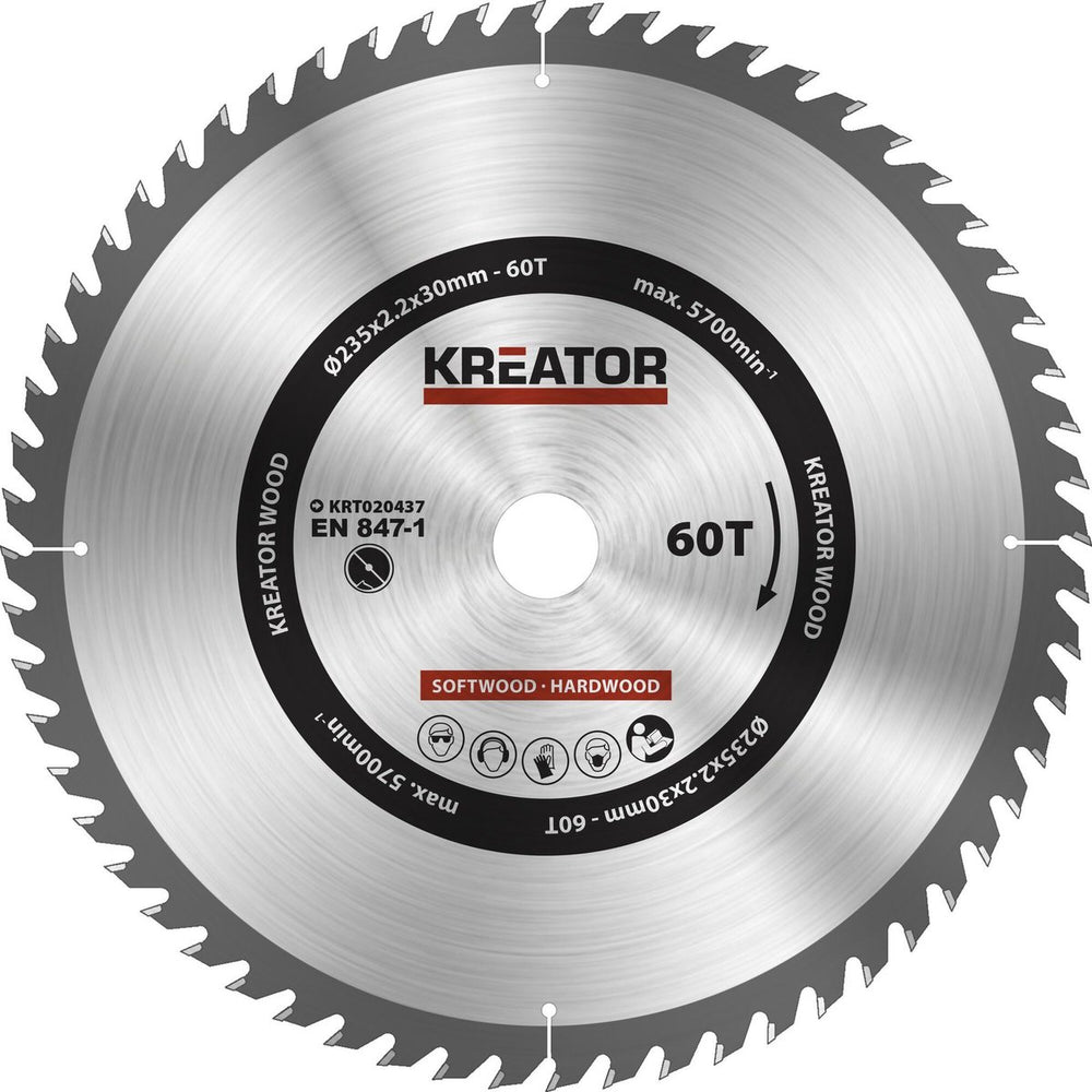 Kreator krt020437 zaagblad hout ø235mm 60t