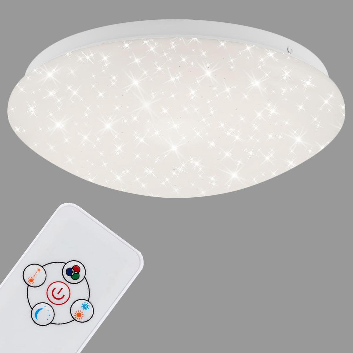 Briloner moon - led plafondlamp - dimbaar - plafoniére met sterrenhemel effect - rgbw - met afstandsbediening - ø26 cm - wit