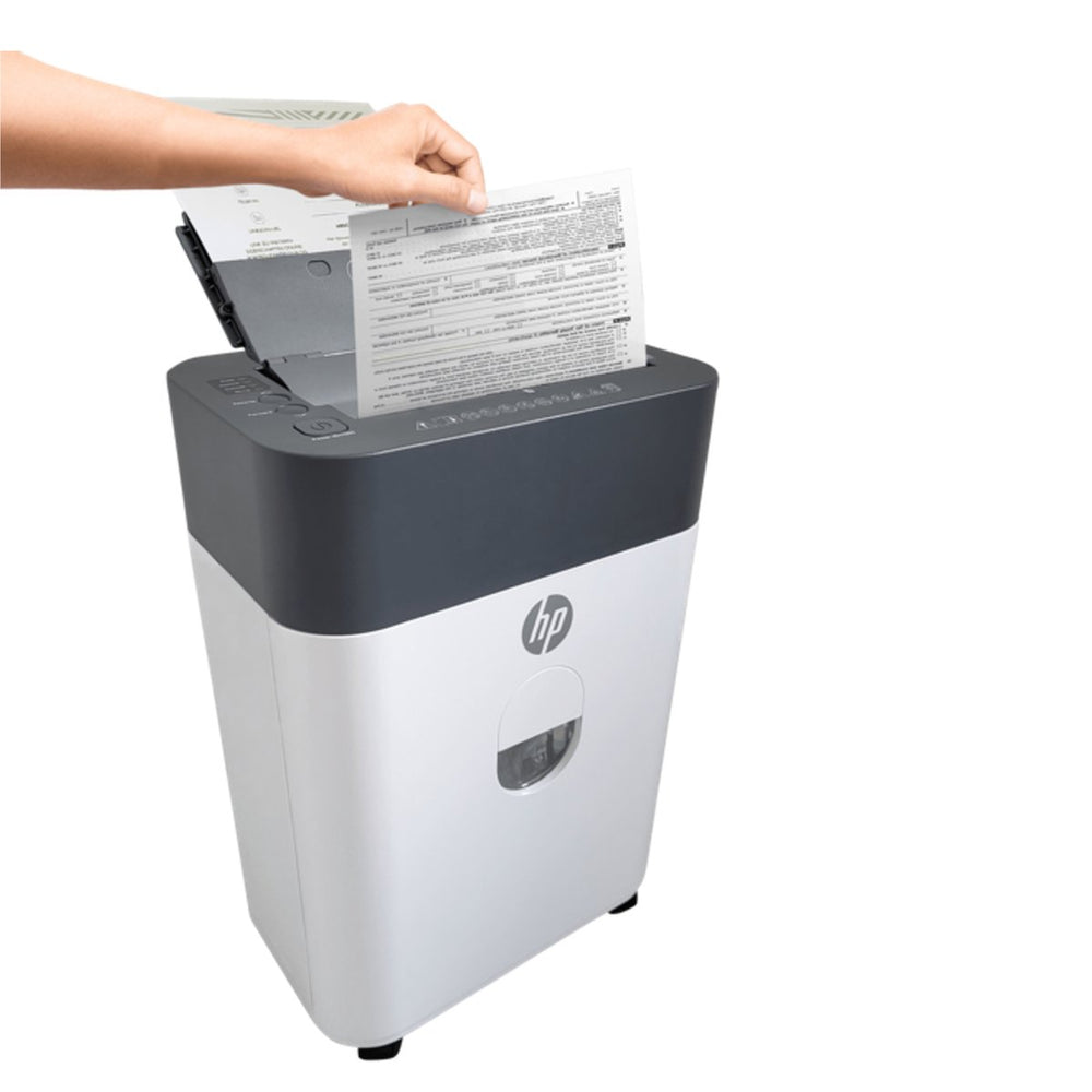 Hp oneshred autofeed 100cc - papierversnipperaar - 9 blad p-4 din 66399 - autofeeder - shredder - 17 liter - wielen - kantoor thuisgebruik - wit
