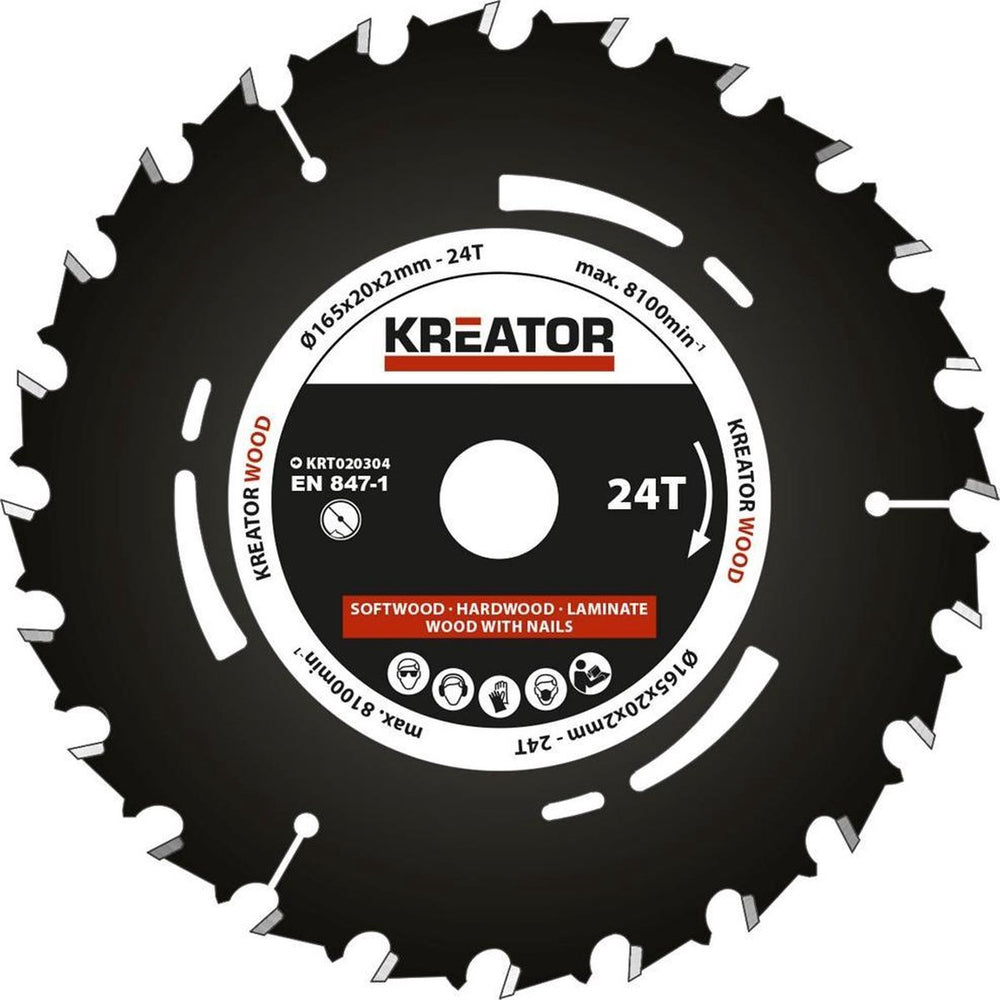 Kreator krt020304 invalzaagblad 165 mm - 24t