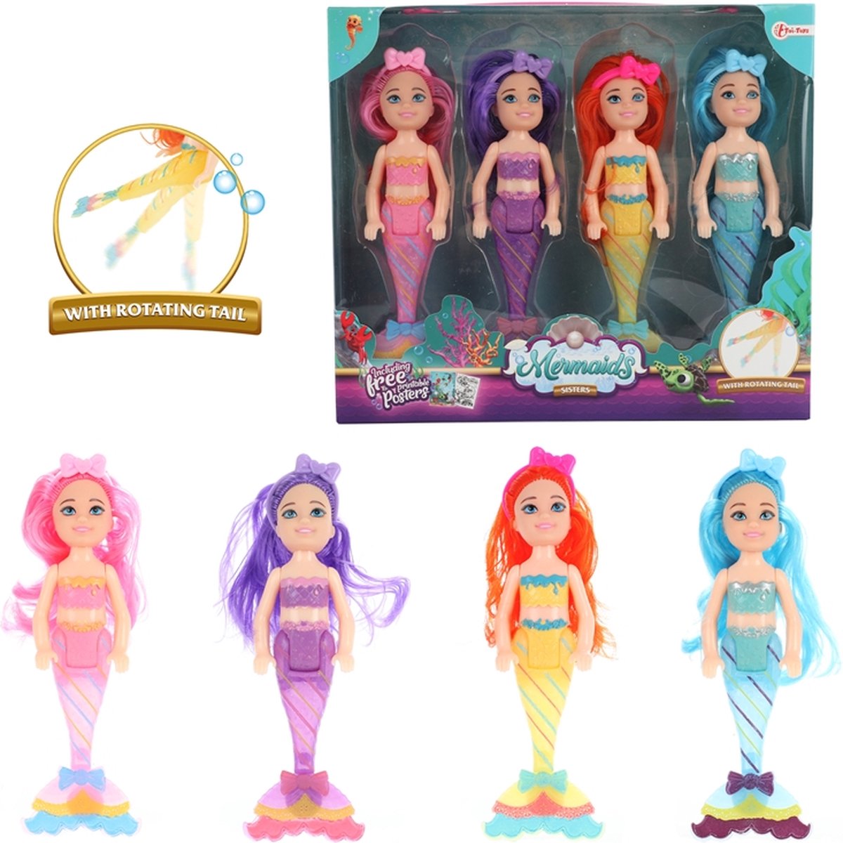 Zeemeerminnen Zeemeermin Pop Zusjes, 4st.