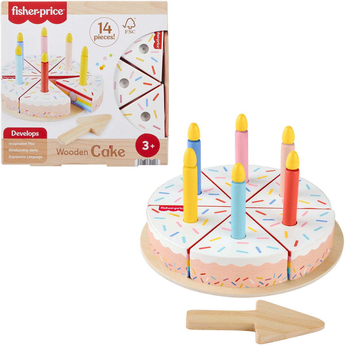 Fisher-price houten taart - 14 houten onderdelen