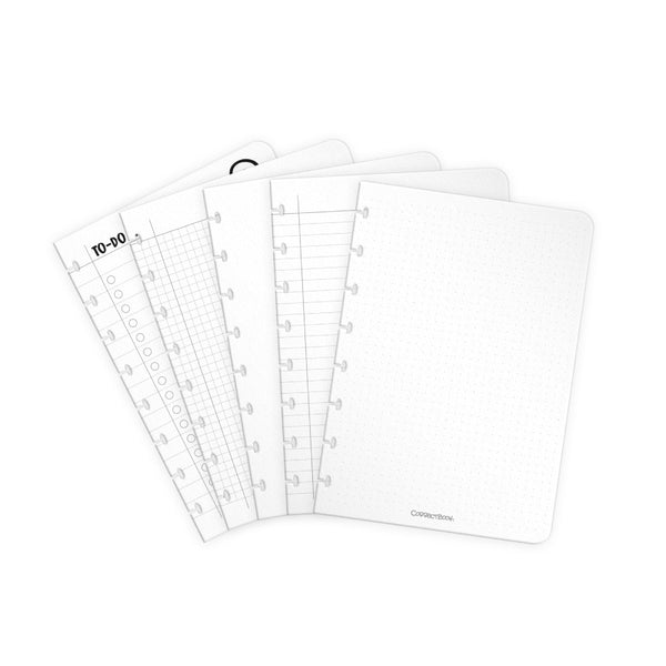 Correctbook a5 extra pagina’s mix – uitbreidingsset – 5 herbruikbare, uitwisbare bladen