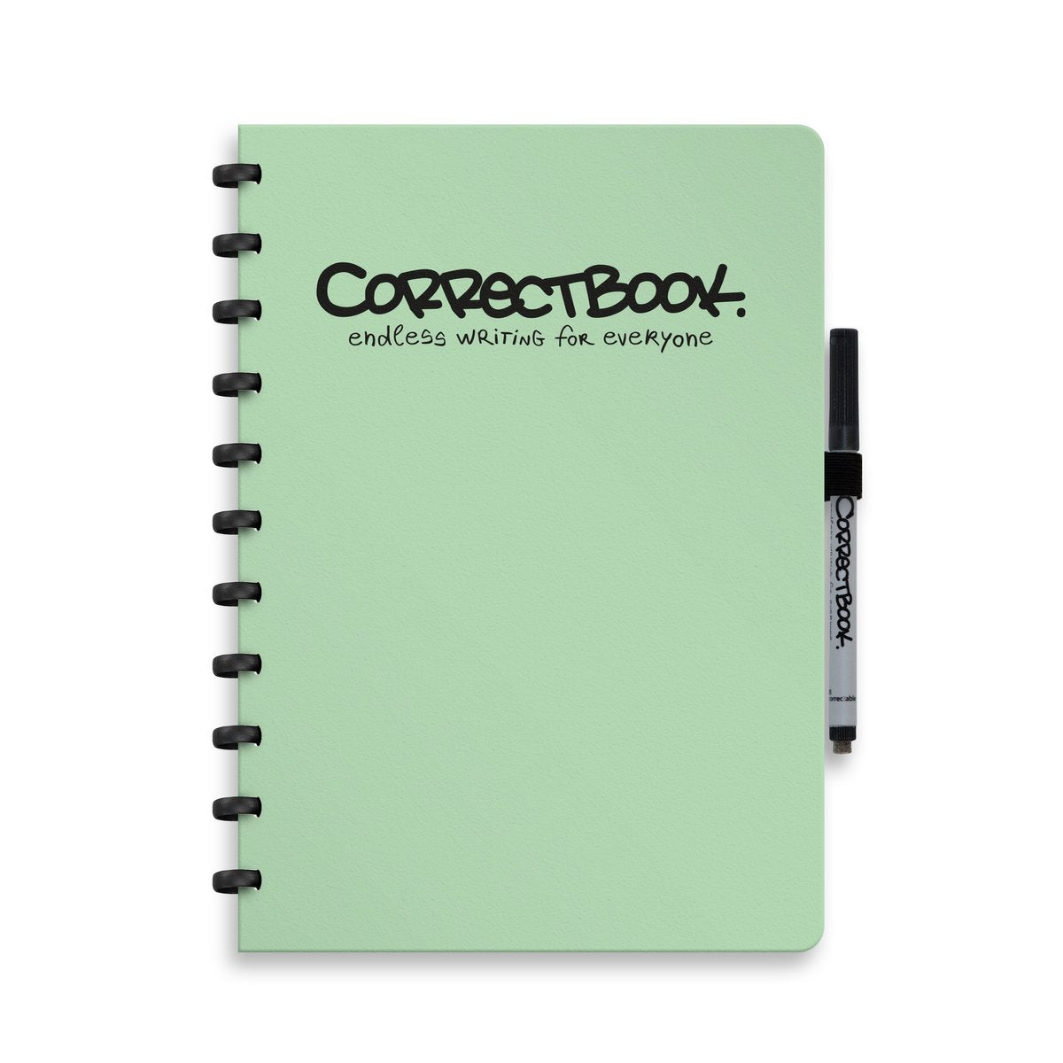 Correctbook a4 uitwisbaar notitieboek – misty mint – gelinieerd – herbruikbaar schrift – inclusief pen wisdoekje – aanvulbaar met extra pagina’s
