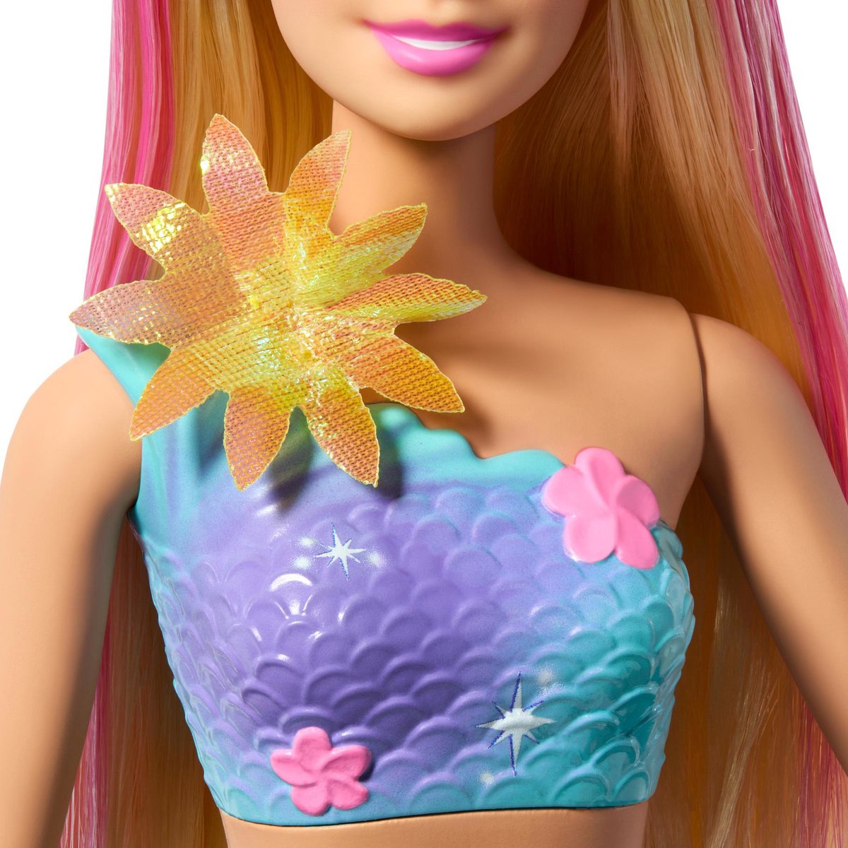 Barbie zeemeermin met magische bloemen blauw