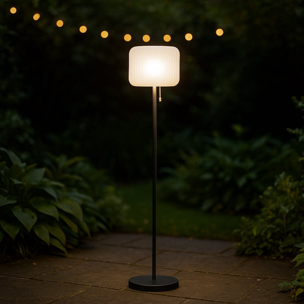 Calex zonne-energie vloerlamp latina - oplaadbaar - solar - 150cm - staande lamp voor buiten - draadloos - dimbaar - warm wit licht rgb - waterdicht - decoratie voor tuin - sfeerverlichting - zwart